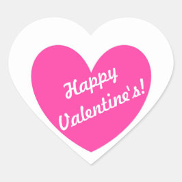 Fuchsia rosa polka-hjärtan på vita hjärtformat klistermärke