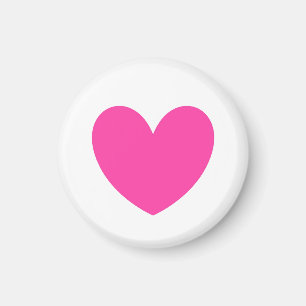 Fuchsia rosa polka-hjärtan på vita magnet