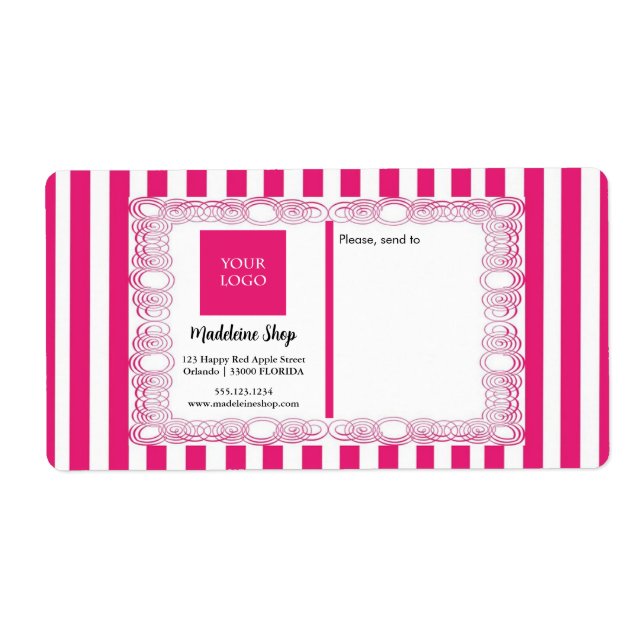 Fuchsia Rosa Rand & Curly Ram & Logotyp Fraktsedel (Framsidan)