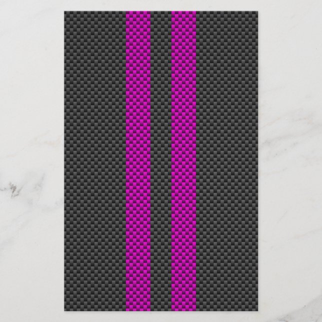 Fuchsia Rosa Rand i Carbon Fiber Stil Brevpapper (Framsida)