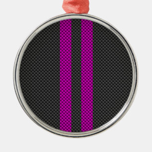 Fuchsia Rosa Rand i Carbon Fiber Stil Julgransprydnad Metall