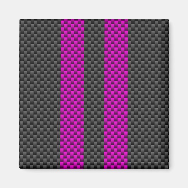 Fuchsia Rosa Rand i Carbon Fiber Stil Magnet (Framsidan)