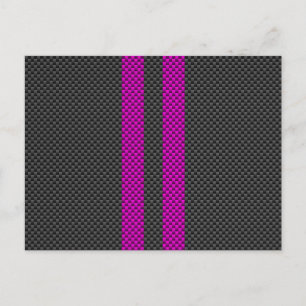 Fuchsia Rosa Rand i Carbon Fiber Stil Vykort