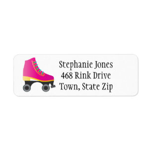 Fuchsia Rosa Roller Skates Skating Label Returadress Etikett