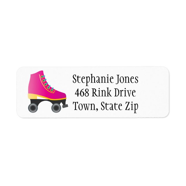 Fuchsia Rosa Roller Skates Skating Label Returadress Etikett (Framsidan)