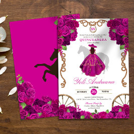 Fuchsia Rosa ros Western Charro Quince Años Inbjudningar