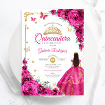Fuchsia Rosa Rosor Guld Quinceanera Elegant Chic