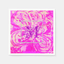 Fuchsia rosa servetter för Monogrampapperscoctail