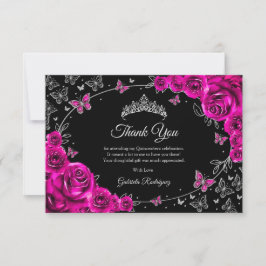 Fuchsia Rosa Silver Quinceanera Tack Kort