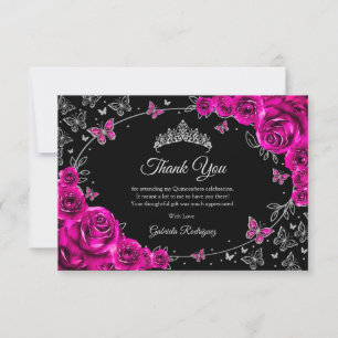Fuchsia Rosa Silver Quinceanera Tack Kort