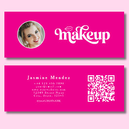 Fuchsia Rosa Skönhet Professionell MUA Foto Qr Mini Visitkort