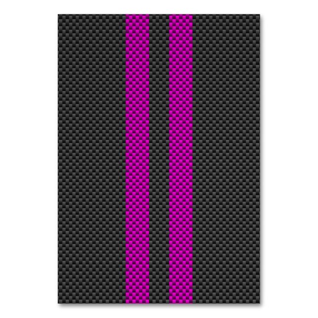 Fuchsia Rosa Tävla Rand i Carbon Fiber Stil Bordsnummer (Framsidan)