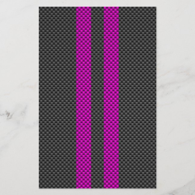 Fuchsia Rosa Tävla Rand i Carbon Fiber Stil Flygblad (Framsidan)