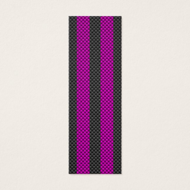 Fuchsia Rosa Tävla Rand i Carbon Fiber Stil Litet Visitkort (Framsidan)