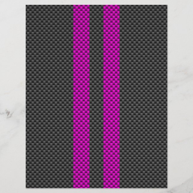Fuchsia Rosa Tävla Rand i Carbon Fiber Stil Reklamblad (Framsidan)