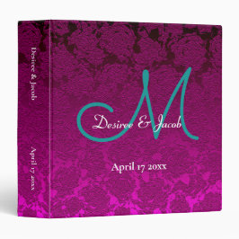 Fuchsia Rosa Teal White Monogram Bröllopsalbum