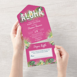 Fuchsia Rosa Tropical Baby Shower Diaper Raffle