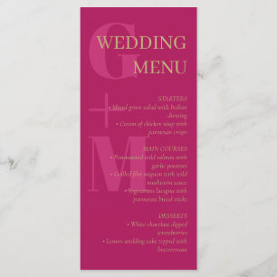 Fuchsia Rosa Typography Bröllop Menu Meny