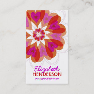 Fuchsia Rosa Valentine Flower Kärlek Hearts Modern Visitkort