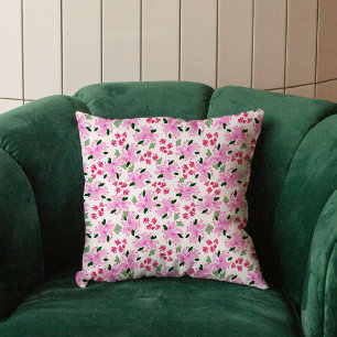 Fuchsia Rosa Watercolor Blommigt Garden Dekorativ Kudde