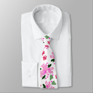 Fuchsia Rosa Watercolor Blommigt Garden Neck Tie Slips