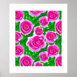 Fuchsia Rosa Watercolor Ro Poster