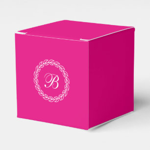 Fuchsia Rosa White Laurel Wandeme med Monogram Presentaskar