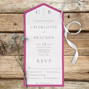 Fuchsia Rosa & White Monogram - minimala middagar