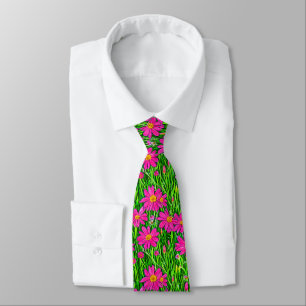 Fuchsia Rosa Wildblommor i Fält Slips
