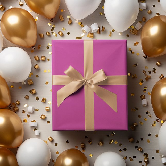 Fuchsia Rosa Wrapping Papper Roll Presentpapper (Skapare uppladdad)