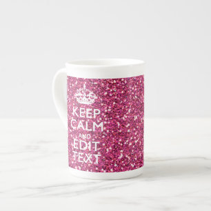 Fuchsia rosabehållalugn har din text benporslin mugg