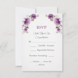 Fuchsia Rosor och Peonies Bröllop RSVP-kort OSA Kort