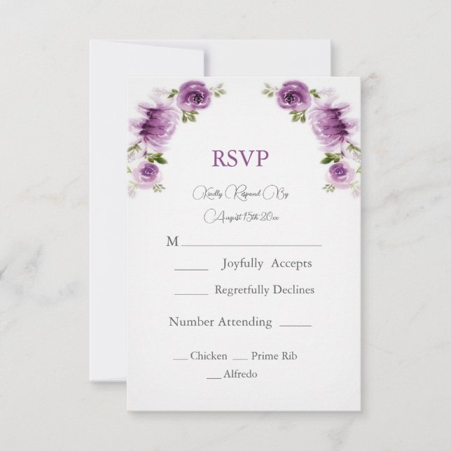 Fuchsia Rosor och Peonies  Bröllop  RSVP-kort OSA Kort (Framsida)