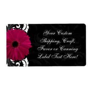Fuchsia Rulla Gerbera Daisy w/Black and White Fraktsedel