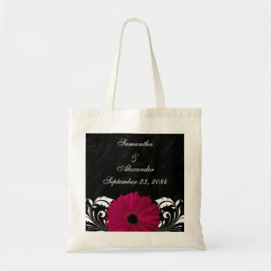 Fuchsia Rulla Gerbera Daisy w/Black and White Tygkasse