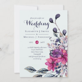 Fuchsia Sage Autumn Fall Wedding Inbjudan Envl.