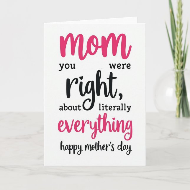 Fuchsia Script Mothers Day Card Kort (Framsida)