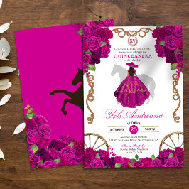 Fuchsia Shock rosa Ro Western Charro Quinceañera Inbjudningar