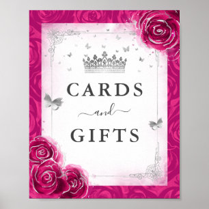 Fuchsia Silver-kort och presentkort Tabletop Party Poster