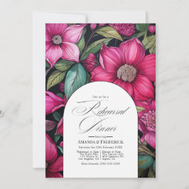 Fuchsia, smaragdgrön och svart repetitionsmiddag inbjudningar