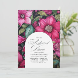 Fuchsia, smaragdgrön och svart repetitionsmiddag inbjudningar