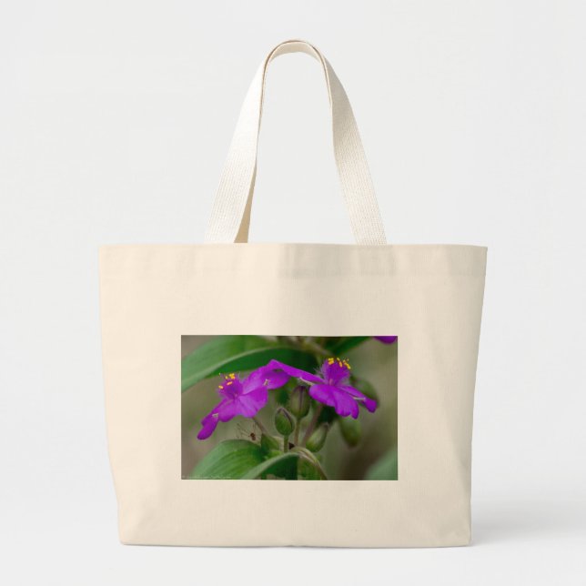 Fuchsia Spiderwort Tvillingar Vildblommor Presente Jumbo Tygkasse (Framsidan)