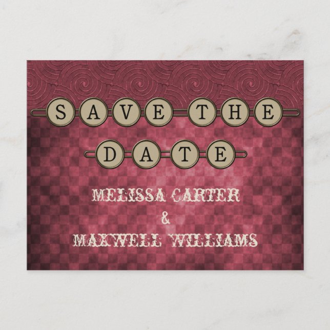 Fuchsia Steampunk Nycklar Spara vykortet för datum Meddelande Vykort (Framsida)