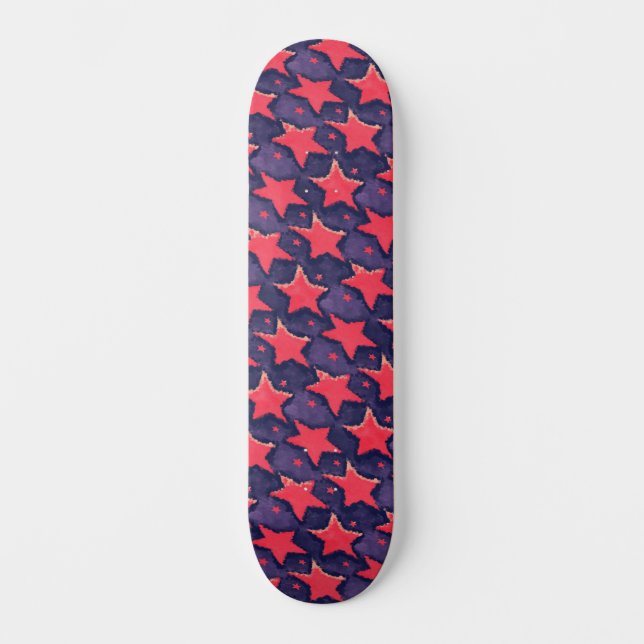 Fuchsia Stjärnor Lila Kosmisk Mönster Mini Skateboard Bräda 18,5 Cm (Framsida)