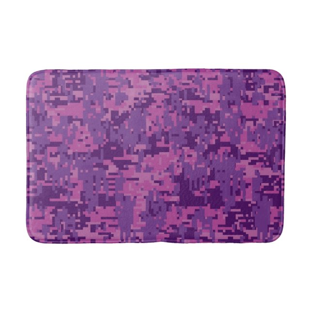 Fuchsia Storm Digital Camo Camouflage Anpassade Badrumsmatta (Framsidan)