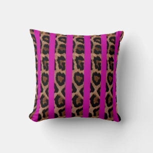 Fuchsia Stripe Leopard Skriv ut Dekorativ kudde