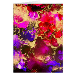 Fuchsia Stunning Alcohol Bläck Painting Hälsningskort