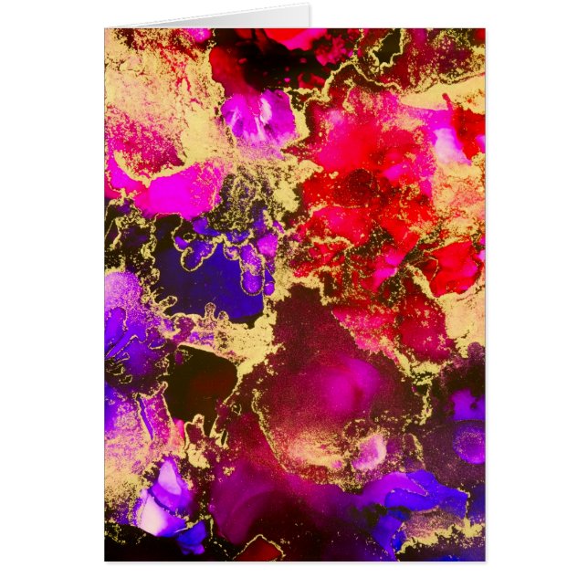 Fuchsia Stunning Alcohol Bläck Painting Hälsningskort (Framsidan)