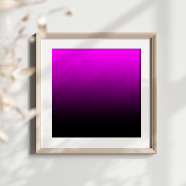 Fuchsia Svart Ombre Poster (Fuchsia and black gradient ready for her monogram initial.)