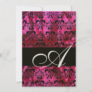 FUCHSIA SVART SILKE DAMAST TYG MONOGRAM , Guld Inbjudningar